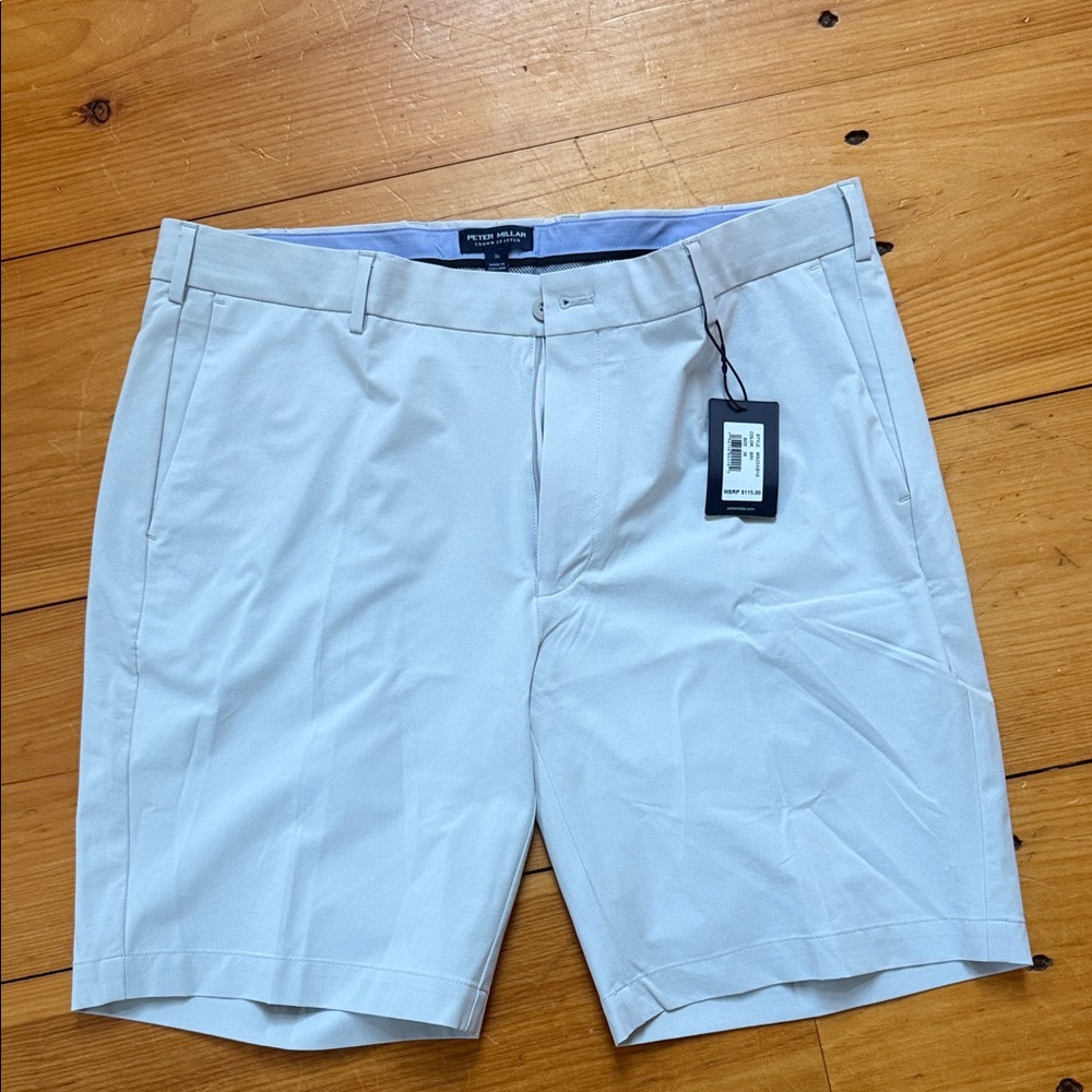 Peter Millar Men's Cream Flat Front Shorts